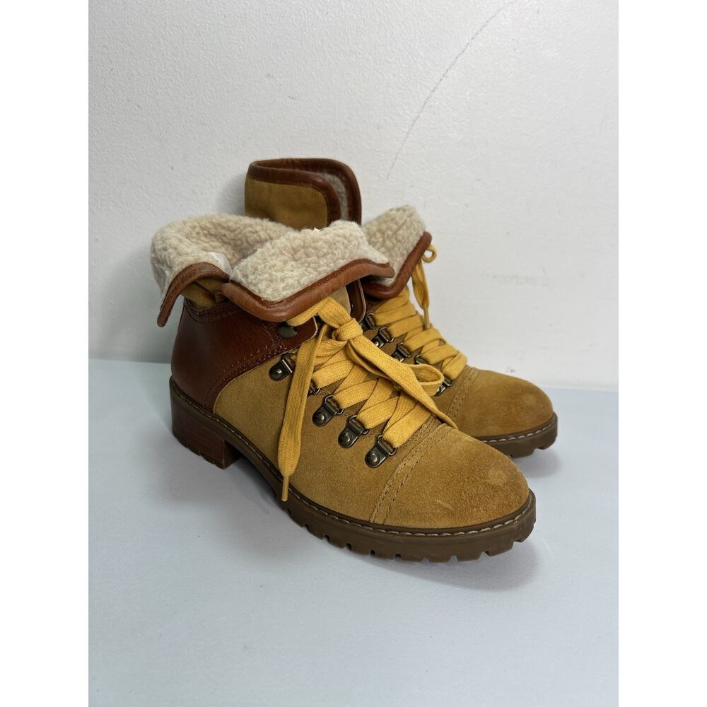Frye and Co. Anise Brown Suede Leather Boots Sherpa Lined Woman’s Size 8